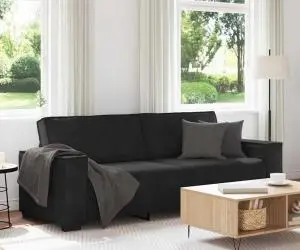 vidaXL Canapea cu 3 locuri, Negru, 180 cm, catifea