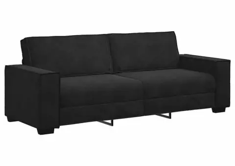 Canapea cu 3 locuri, Negru, 180 cm, catifea - 2/5