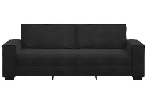 Canapea cu 3 locuri, Negru, 180 cm, catifea - 4/5