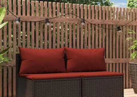 Canapele de mijloc de grădină cu perne, 2 buc., maro, poliratan - 1/5