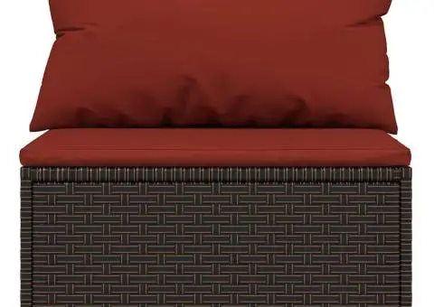 Canapele de mijloc de grădină cu perne, 2 buc., maro, poliratan - 4/5