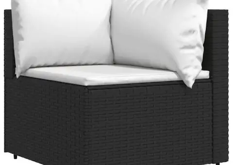 Set mobilier de grădină cu perne, 3 piese, negru, poliratan - 4/5