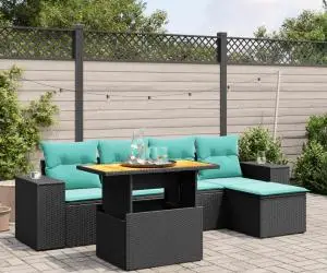 vidaXL Set canapele de grădină cu perne, 6 piese, negru, poliratan