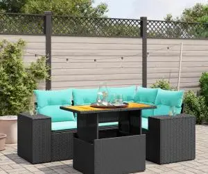 vidaXL Set canapele de grădină cu perne, 5 piese, negru, poliratan