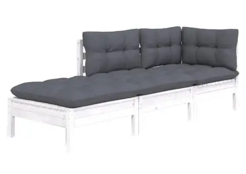 Set mobilier grădină cu perne, 3 piese, lemn masiv de pin - 3/5