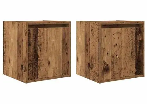 Noptiere montate pe perete 2 buc Lemn vechi 38x34x40 cm - 2/5