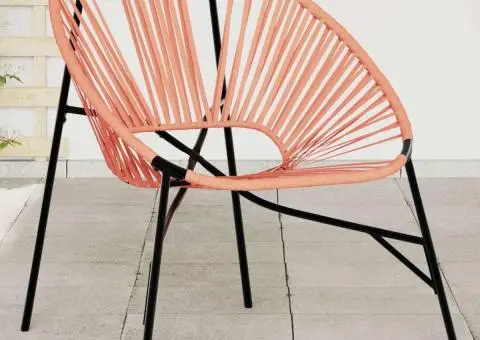 Scaun Ou de grădină Negru și Portocaliu Poly Rattan - 1/5