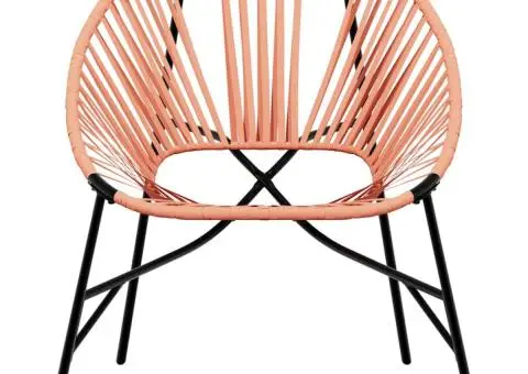 Scaun Ou de grădină Negru și Portocaliu Poly Rattan - 4/5