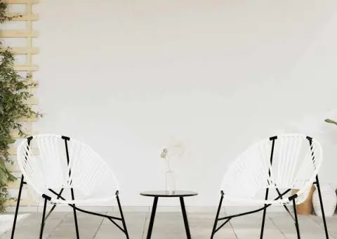 Set scaune de grădină 3 buc Poly Rattan alb și negru - 1/5