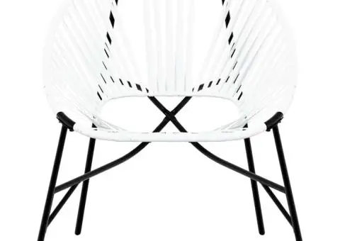 Set scaune de grădină 3 buc Poly Rattan alb și negru - 5/5