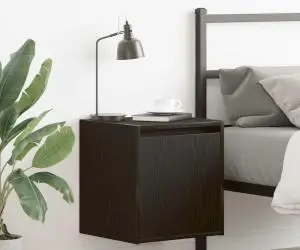 vidaXL Noptiera montata pe perete Negru 38x34x40 cm