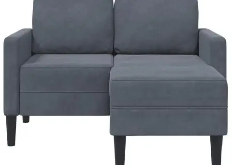 Canapea cu 2 locuri cu șezlong în formă L catifea gri închis - 4/5