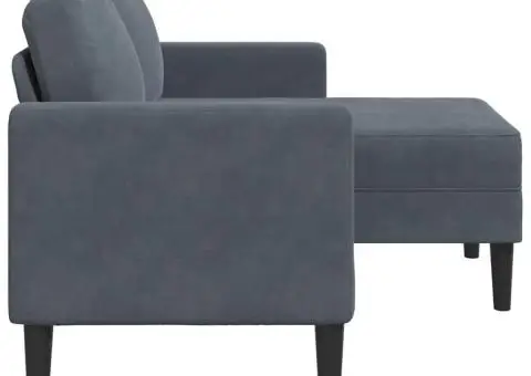 Canapea cu 2 locuri cu șezlong în formă L catifea gri închis - 5/5