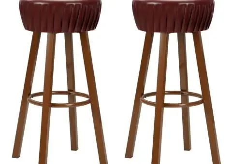 Scaune de bar, 2 buc., maro, piele ecologică - 1/5