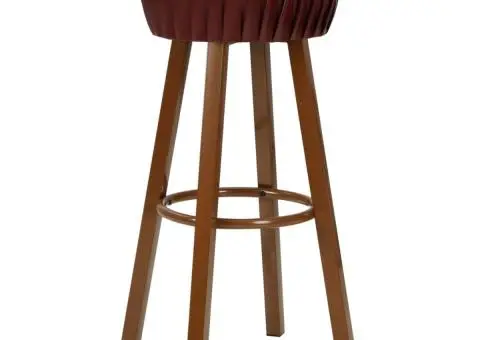 Scaune de bar, 2 buc., maro, piele ecologică - 2/5