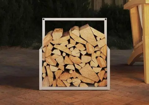 Suport pentru lemne de foc alb 40x40x40 cm Oțel laminat la rece - 3/5