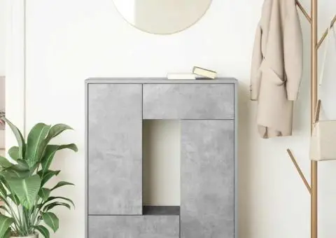 Bufetă cu sertare și uși Gri beton 73x31x90 cm - 3/5