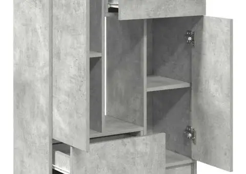 Bufetă cu sertare și uși Gri beton 73x31x90 cm - 5/5