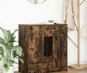 vidaXL Bufetă cu sertare și uși Stejar afumat 70,5x34x74,5 cm