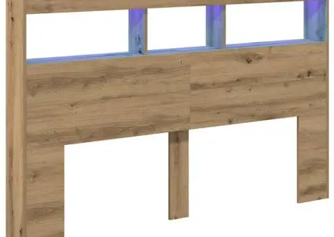 Dulap pentru tăblie cu LED Stejar Artisan 160x17x102 cm - 3/5