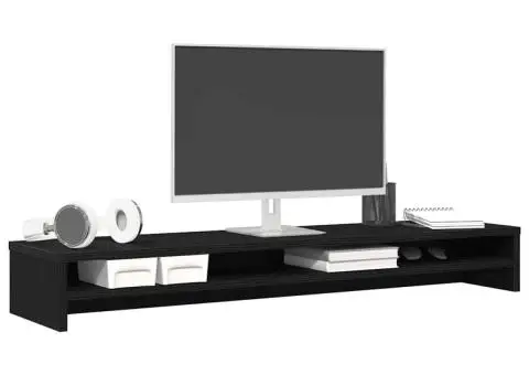 Suport pentru monitor Stejar negru 100x24x13 cm lemn prelucrat - 4/5