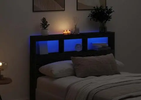 Dulap pentru tăblie cu LED Stejar negru 140x17x102 cm - 1/5