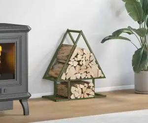 vidaXL Suport pentru lemne de foc Verde măsline Oțel laminat la rece