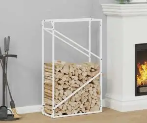 vidaXL Suport pentru lemne de foc alb 60x25x100cm Oțel laminat la rece