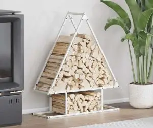vidaXL Suport pentru lemne de foc alb 80x25x90 cm Oțel laminat la rece