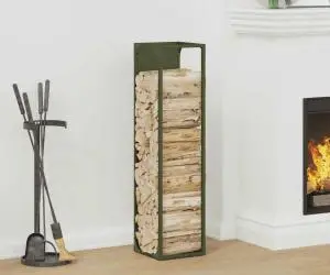 vidaXL Suport pentru lemne de foc Verde măsline Oțel laminat la rece