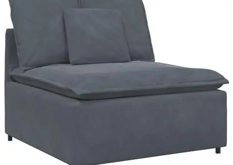 Canapea modulară cu taburet și perne catifea gri închis - 4/5