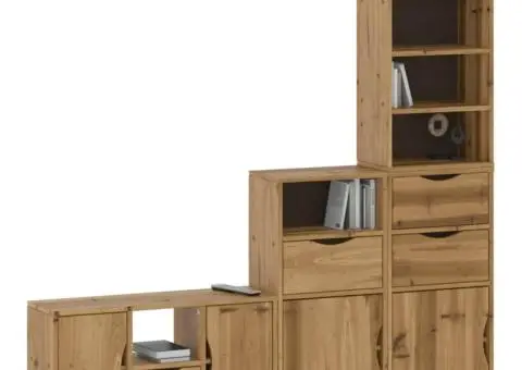 Unități TV 4 piese cu depozitare „ODDA” din lemn masiv de pin - 4/5