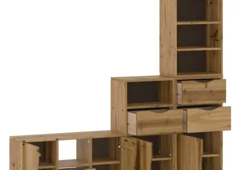 Unități TV 4 piese cu depozitare „ODDA” din lemn masiv de pin - 5/5