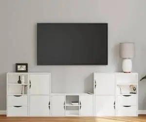 vidaXL Unități TV 5 piese cu depozitare ODDA din lemn masiv de pin alb