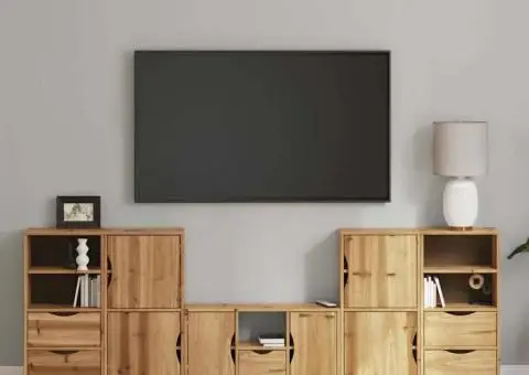 Unități TV 5 piese cu depozitare „ODDA” din lemn masiv de pin - 1/5