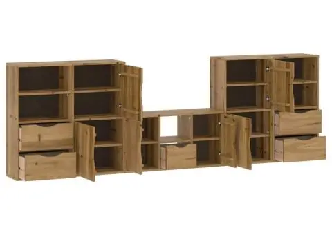 Unități TV 5 piese cu depozitare „ODDA” din lemn masiv de pin - 5/5