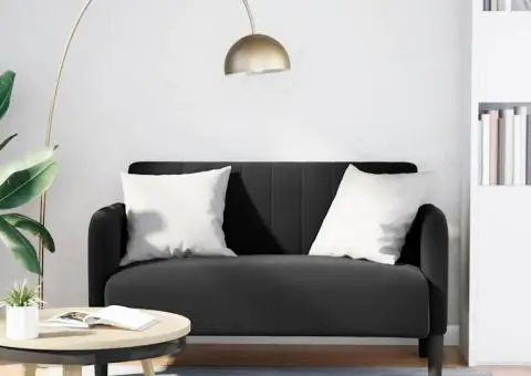 Canapea loveseat neagră 109 cm catifea - 1/5