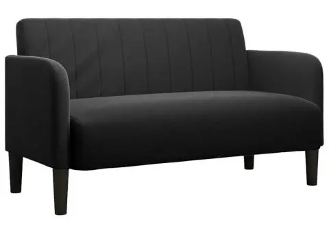 Canapea loveseat neagră 109 cm catifea - 2/5