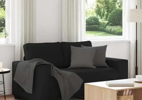 Canapea cu 2 locuri, neagră, 120 cm, material textil - 1/5