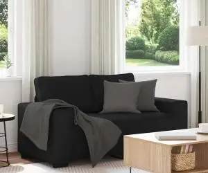 vidaXL Canapea cu 2 locuri, neagră, 120 cm, material textil