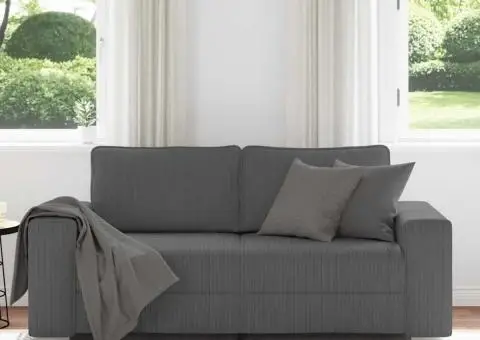 Canapea de tip lovesea gri închis 140 cm țesătură velur - 3/5