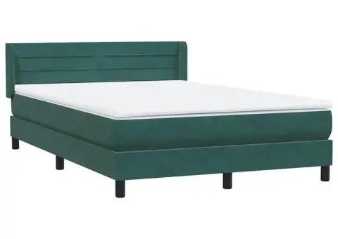 Pat box spring cu saltea, Verde închis, 140x210 cm, catifea - 4/5
