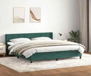 vidaXL Pat box spring cu saltea, verde închis, 200x210 cm, catifea