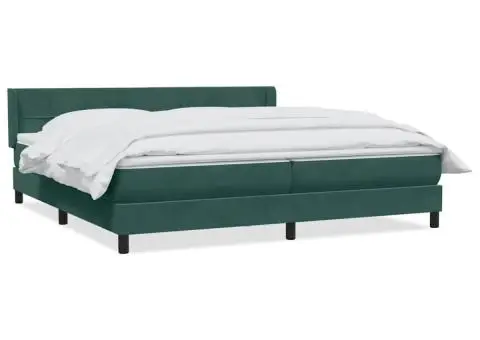 Pat box spring cu saltea, verde închis, 200x210 cm, catifea - 2/5