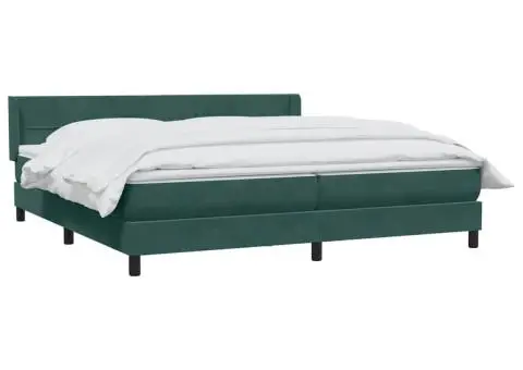 Pat box spring cu saltea, verde închis, 200x210 cm, catifea - 3/5