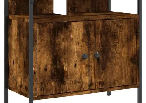 Dulap chiuvetă baie, stejar fumuriu, 60x30x60 cm lemn prelucrat - 2/5