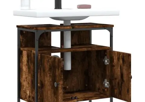 Dulap chiuvetă baie, stejar fumuriu, 60x30x60 cm lemn prelucrat - 4/5