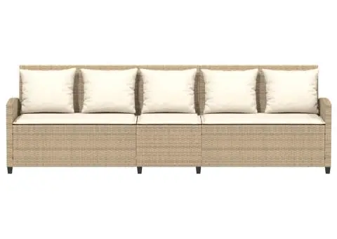 Canapea de grădină cu 5 locuri cu perne din polirattan bej - 4/5