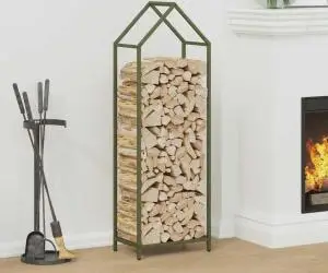 vidaXL Suport pentru lemne de foc Verde măsline Oțel laminat la rece