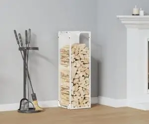 vidaXL Suport pentru lemne de foc alb 25x25x80 cm Oțel laminat la rece